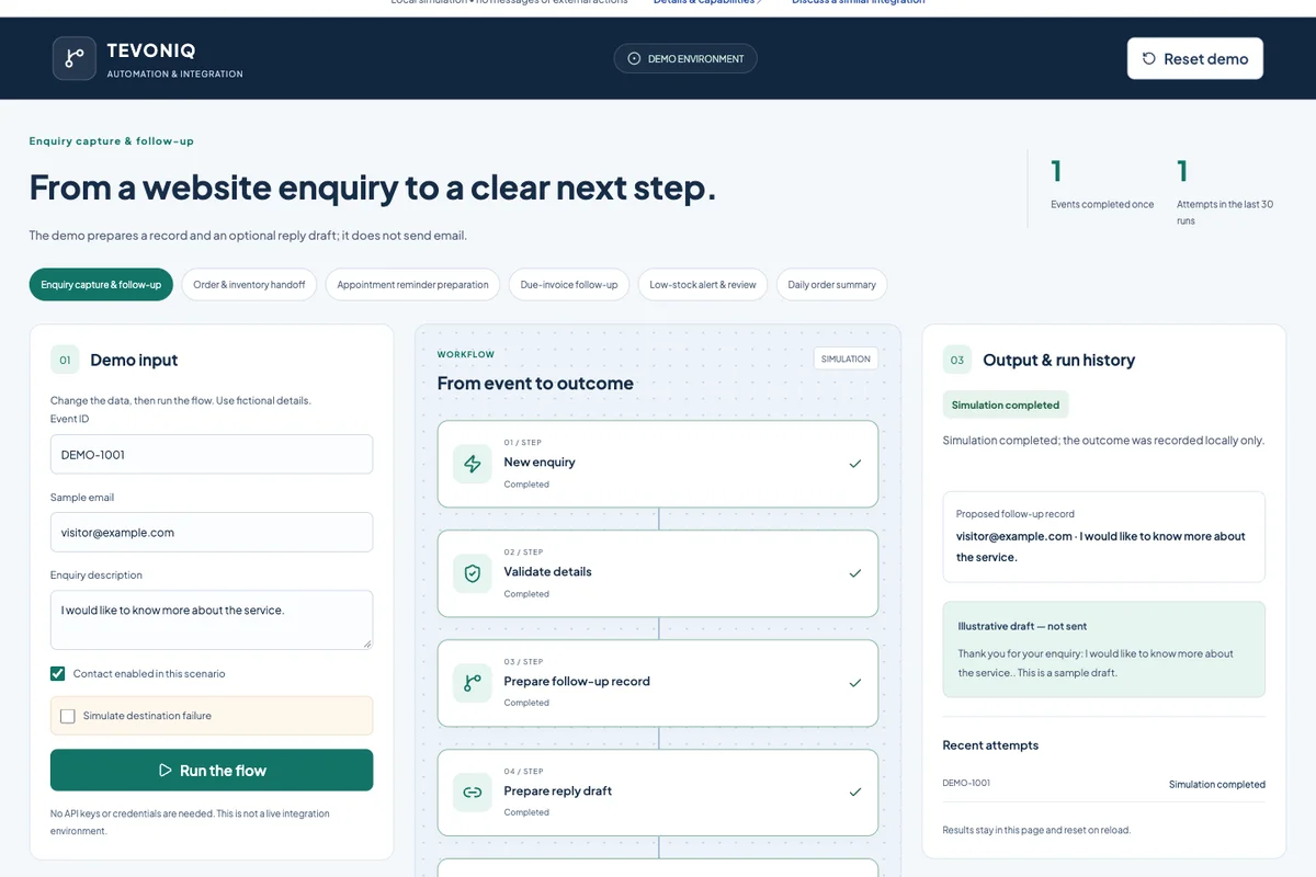 Enquiry capture & follow-up