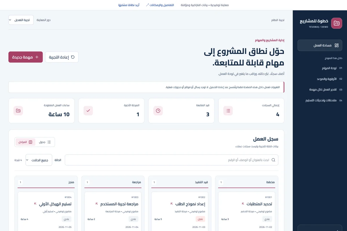 إدارة المشاريع والمهام